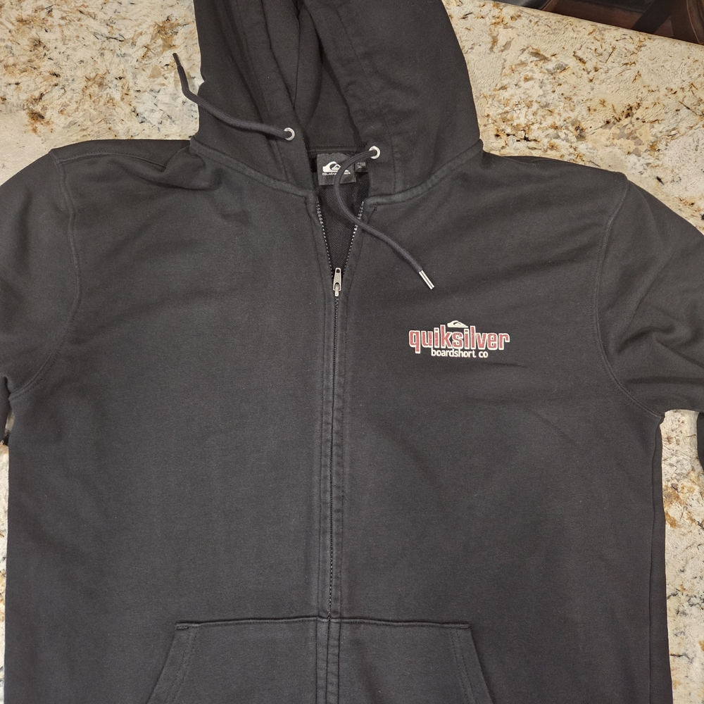 RARE Quiksilver Boardshort CO Black Zip-Up Hoodie Men's Size XL NWOT